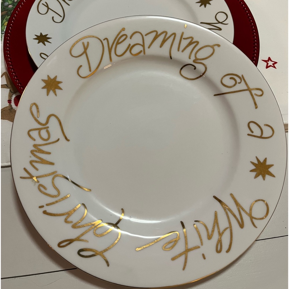 2 - Pier 1 Dreaming of a white Christmas dinner plates 10 1/4 inches